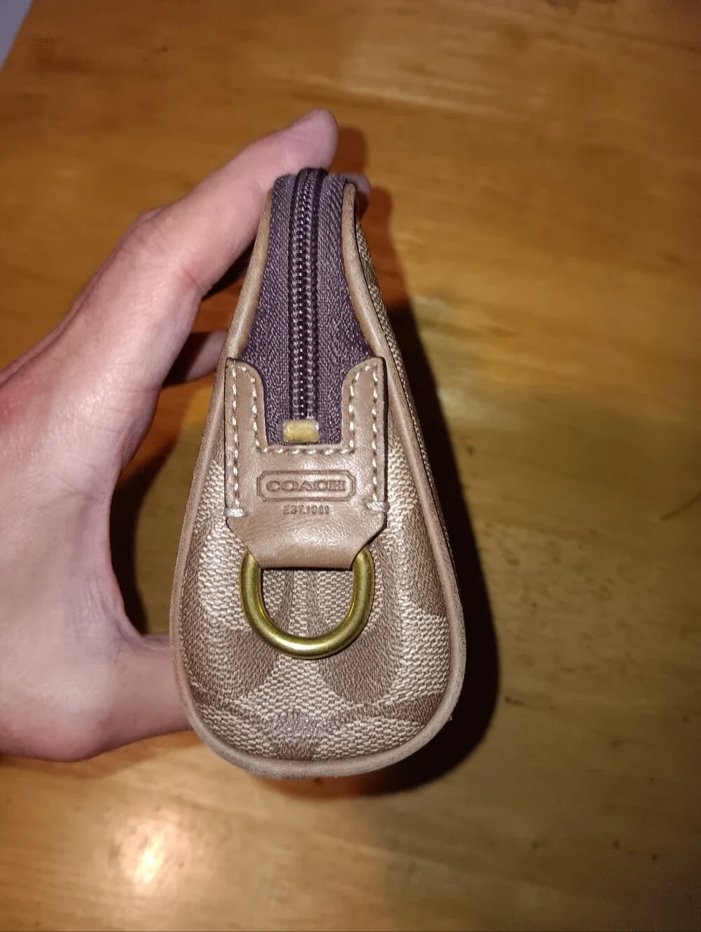 Coach Signature Monogram Zippy Pouch